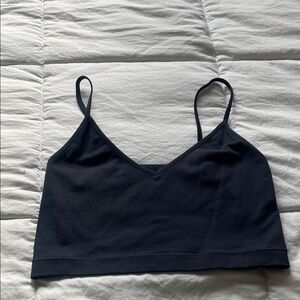 Garage Black Cropped Ribbed Cami Tank Top